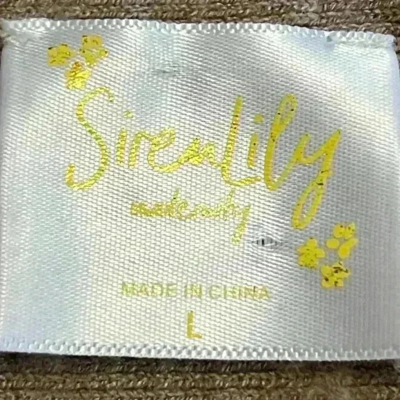 Siren Lily Maternity Sweater Large Tan Beautifully Embellished Pearls Very Soft - Picture 2 of 9